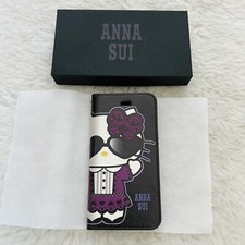 Anna Sui Hello Kitty Collaboration Cards Mirror Phone Black Leather Case W Box