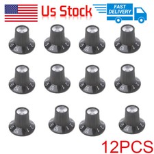 12x Guitar AMP Knob Amplifier Skirted Knobs Black Silver Cap For Fender US