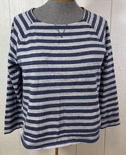 T by TALBOTS Long Sleeve sweatshirt Size XL Blue & White beach pullover (hh17)