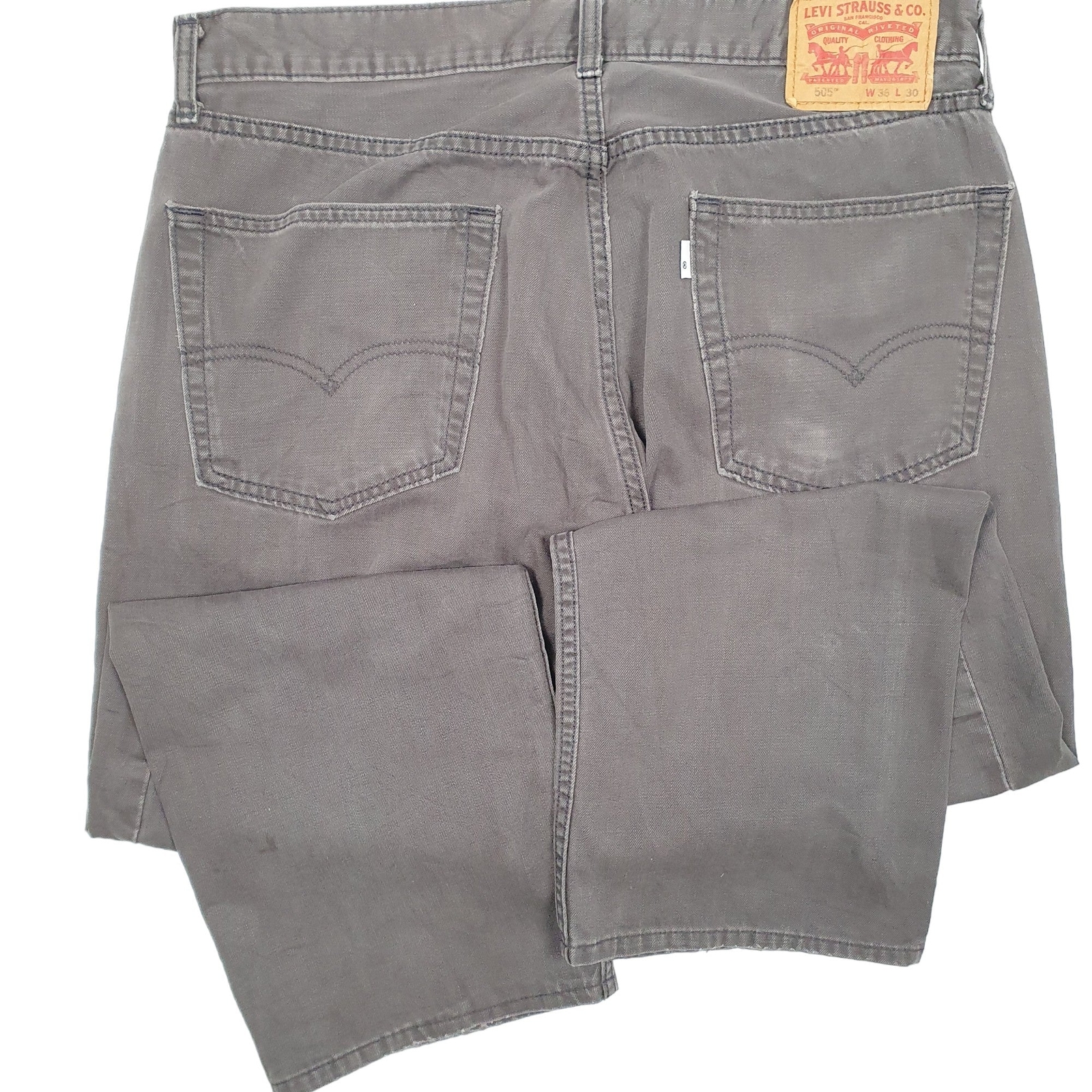 LEVIS 505 Jeans Regular Fit Grey Denim Trousers Mens W36 L26 image 4
