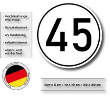 Geschwindigkeits Schild Aufkleber 45km/h Auto LKW Anhänger  StVZO §58