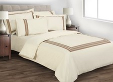 Image of Luxury Hotel Quality Egyptian 100% Cotton Duvet Cover White Cream 330 TC