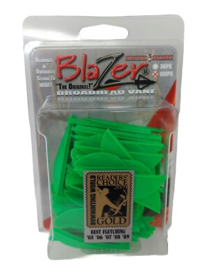 Bohning Archery Blazer 2 Inch Broadhead Vanes: (100 Pack) Neon Green: NOS