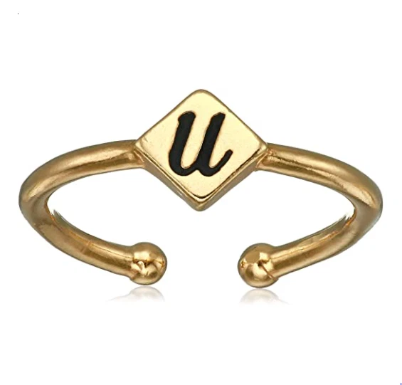 Alex and Ani Women s Initial U Adjustable Ring 14kt Gold Plated