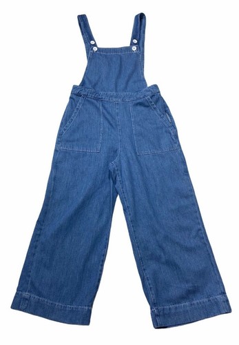 Bershka Denim Women's Large Jeans Bib Overalls Wide Leg Cropped Buttons |  eBay