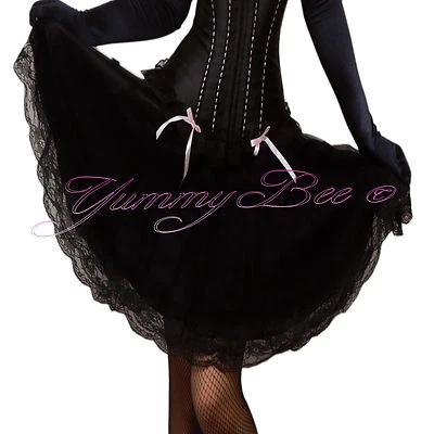 YUMMY BEE Black Skirt Women Lace Swing Long Plus Size 6-26 Fancy Dress Burlesque Retro 50s