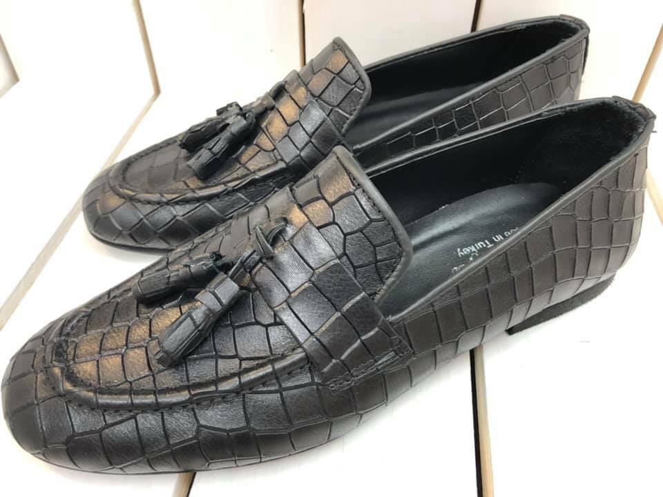Black and Gray Loafers with Moccasin Design Vaneli Womens Kelvin Black Gray Snake Velvet Loafers  main image 4