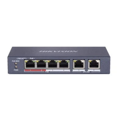 Switch Ethernet 4 porte POE con velocità di 10/100 Mbps HIKVISION DS-3E0106P-E/M