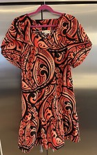 E & K Fashion MED Authentic Hawaiian Sun Dress MuuMuu Orange Black Hawaii Tiki