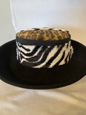 Sonmi San Francisco Hat 100% Wool Cheeta Zebra Leopard VTG  display picture 1