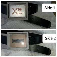 HPC Intel XEON Belt Buckle HUGE 4"x3.25" Gamer Tech  Pro GEEK RARE! 2-side FLIP