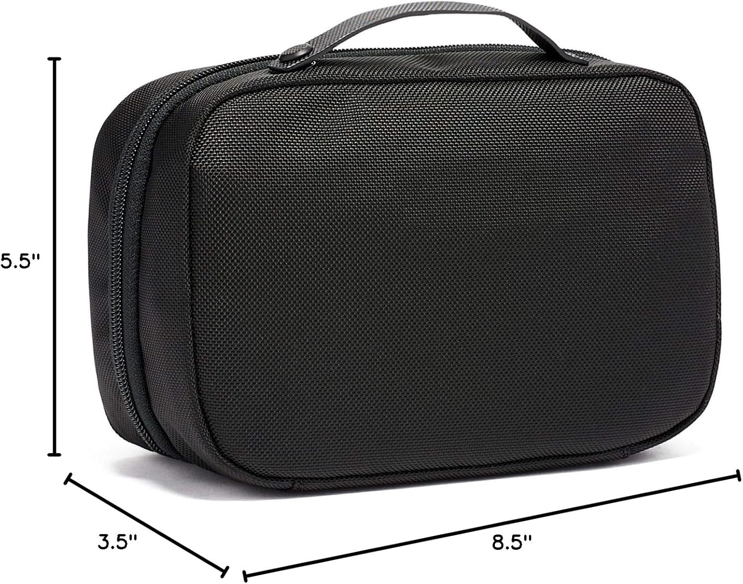 Alpha 3 Split Travel Kit - Stylish Toiletry Bag with Leather Handle - Black
