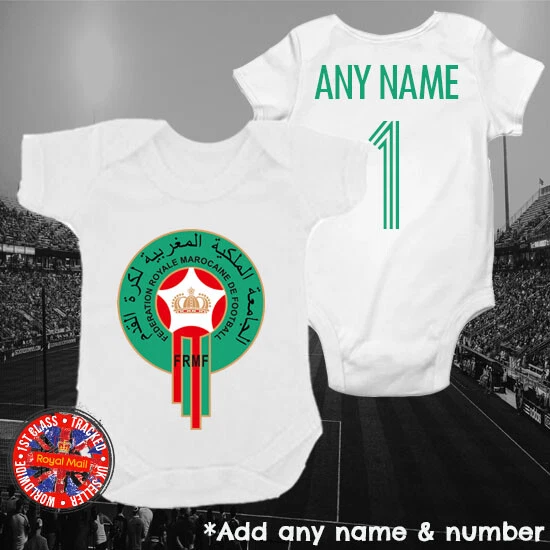 DUNNES STORES Morocco Football Personalised Bodysuit Fans Babygrow Gift World Cup Romper