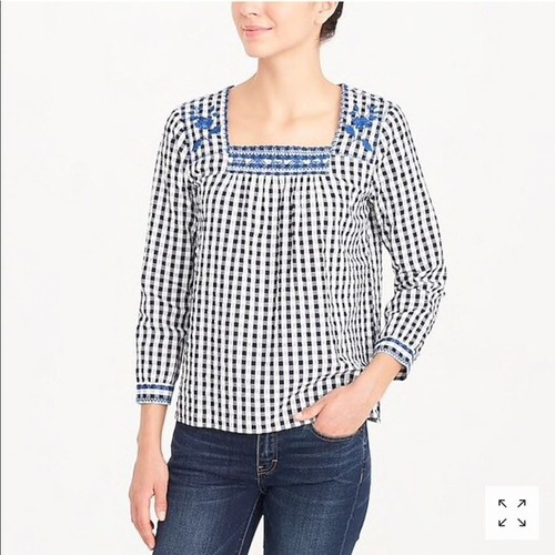 j crew embroidered peasant top