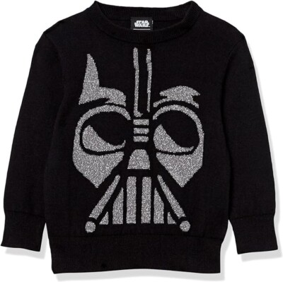 Spotted Zebra Disney | Marvel Jungen Pullover Crew Pulli, Star Wars Vader, 6-7