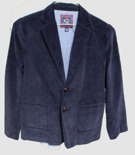 Brooks Brothers Boys Size Large Blue Corduroy Blazer 2 Leather Button Cotton