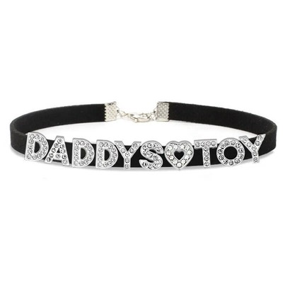 Rhinestone Letter DADDYS TOY Choker Necklace Women Collar Custom Personalized