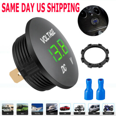 12V-24V Car Marine Motorcycle Green LED Digital Volt meter Voltage Battery Gauge