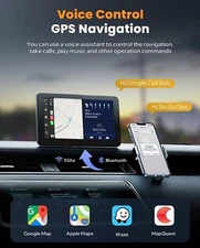 LAMTTO Portable Wireless Car Stereo Apple Carplay with Airplay, 7" HD Touch S...