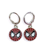 Spiderman Earrings Sterling Silver Hoop Huggies Super Heroes Comics