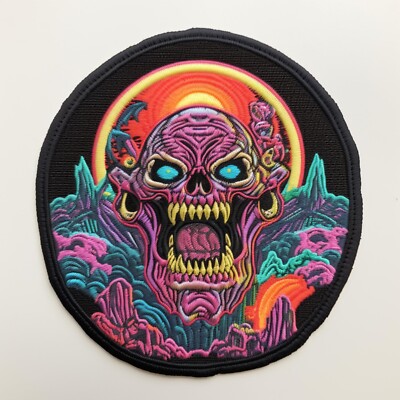 Skeleton Patch Iron-on Applique for Clothing Glowing Eyes, Alien