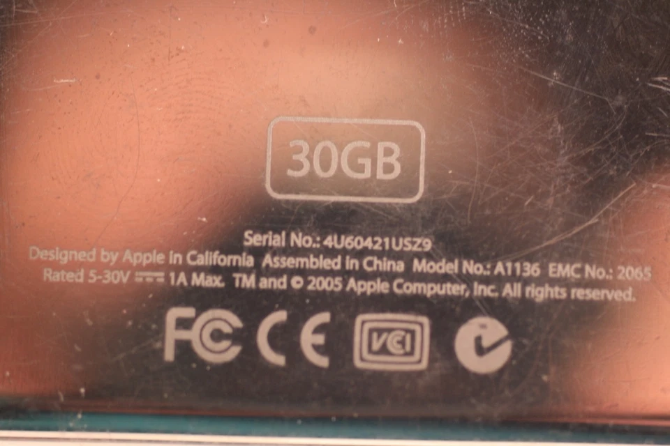 Panel trasero de 30 GB para Apple iPod Video Classic 5ta 5.5 Gen A1136 cubierta de placa trasera Foto 2 de 3