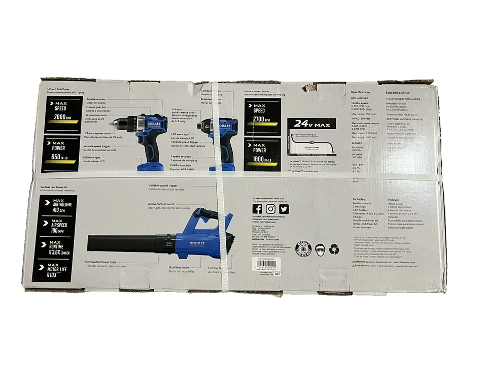 BRAND NEW Kobalt 24V Max Brushless 3pc Tool Starter Combo Kit Model #KLC 3124-03 - Image 4 of 4