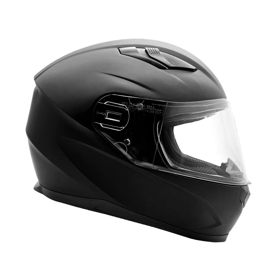 Matte Black Full Face Snowmobile Helmet Dual Lens Heated shield Pull Back Visor - Image 3 of 4