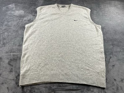 Nike Golf Pullover Weste Größe 2xl Grau Wolle V-Ausschnitt Pulli