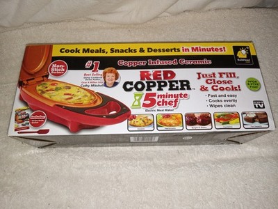 COPPER RED 5 Minute Chef Electric Meal Omelet Maker Infused Ceramic Cooker New! 