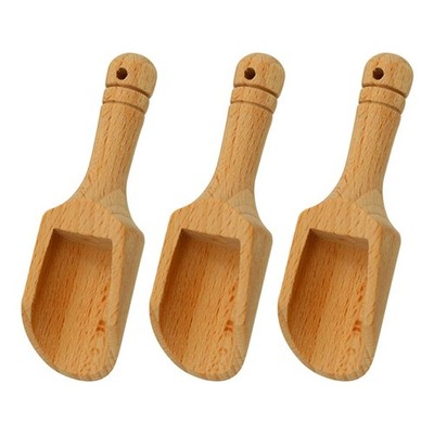 3er Set Mini Salzlöffel aus Holz - Naturlöffel für Badesalz, Holzfarbe 