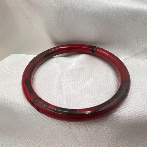 Vintage Y2K Red Black Swirl Bakelite Bracelet Statement Women's Classic Jewelry
