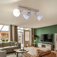 Decken Lampe Weiß Bewegliche Strahler Schwenkbar Holz Schlaf Zimmer Beleuchtung