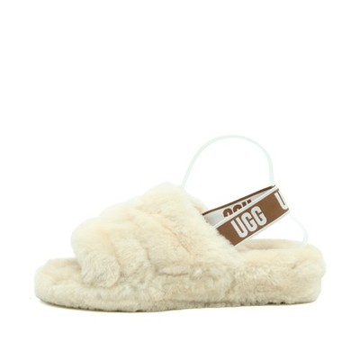 UGG Damen Fluff Yeah Slide Sandalen Creme Lammfell Rutschfest, Pantoletten EU 41