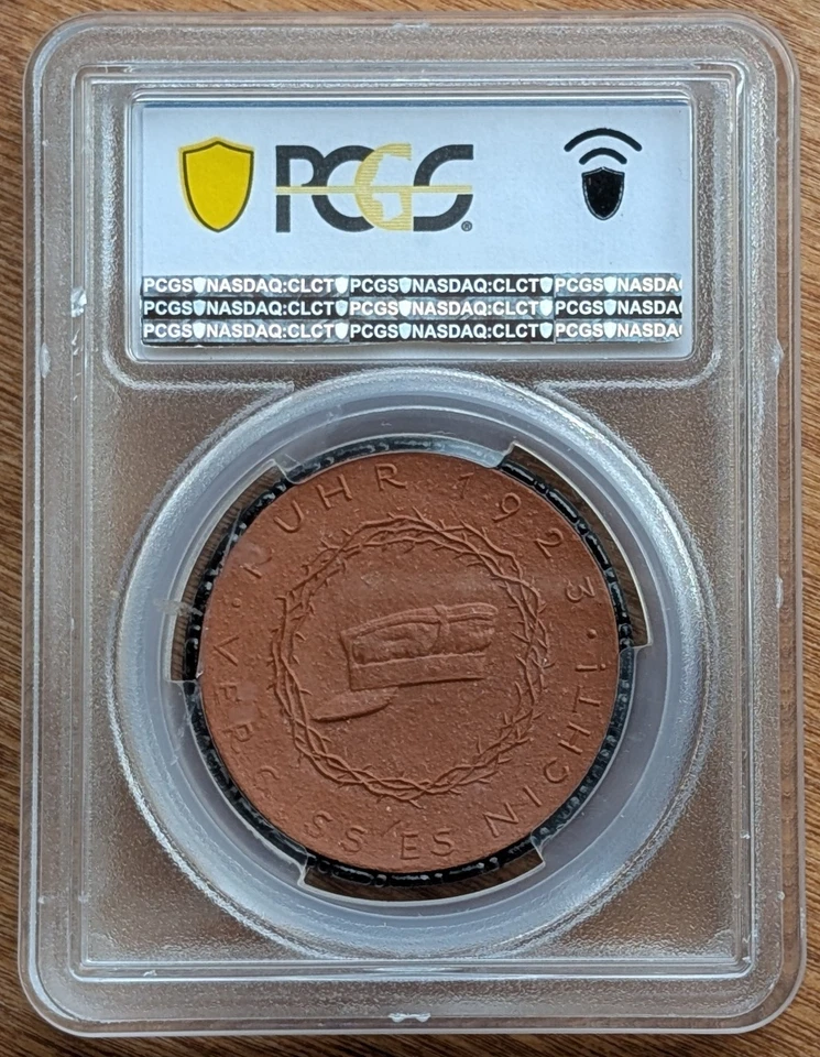 1923 Germany Weimar Republic Porcelain Medal ~ Scheuch 894m Ruhr ~ PCGS MS66 - Image 4 of 4