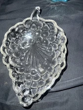 Vintage Anchor Hocking Grape Cluster Shaped  Clear Glass Candy Relish Trinkets