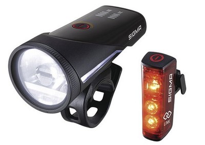 SIGMA LED Akkuleuchten Set Aura 100 USB + Blaze Link Befestigung: Lenker / Satte