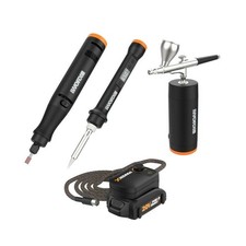 WX993L Worx 20V (3) PC MAKERX Kit: Rotary Tool, Wood/Metal Crafter, Air Brush-CR