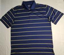 Mens Champions Tour Short Sleeve Navy Striped Golf Polo Shirt Size XL - NICE