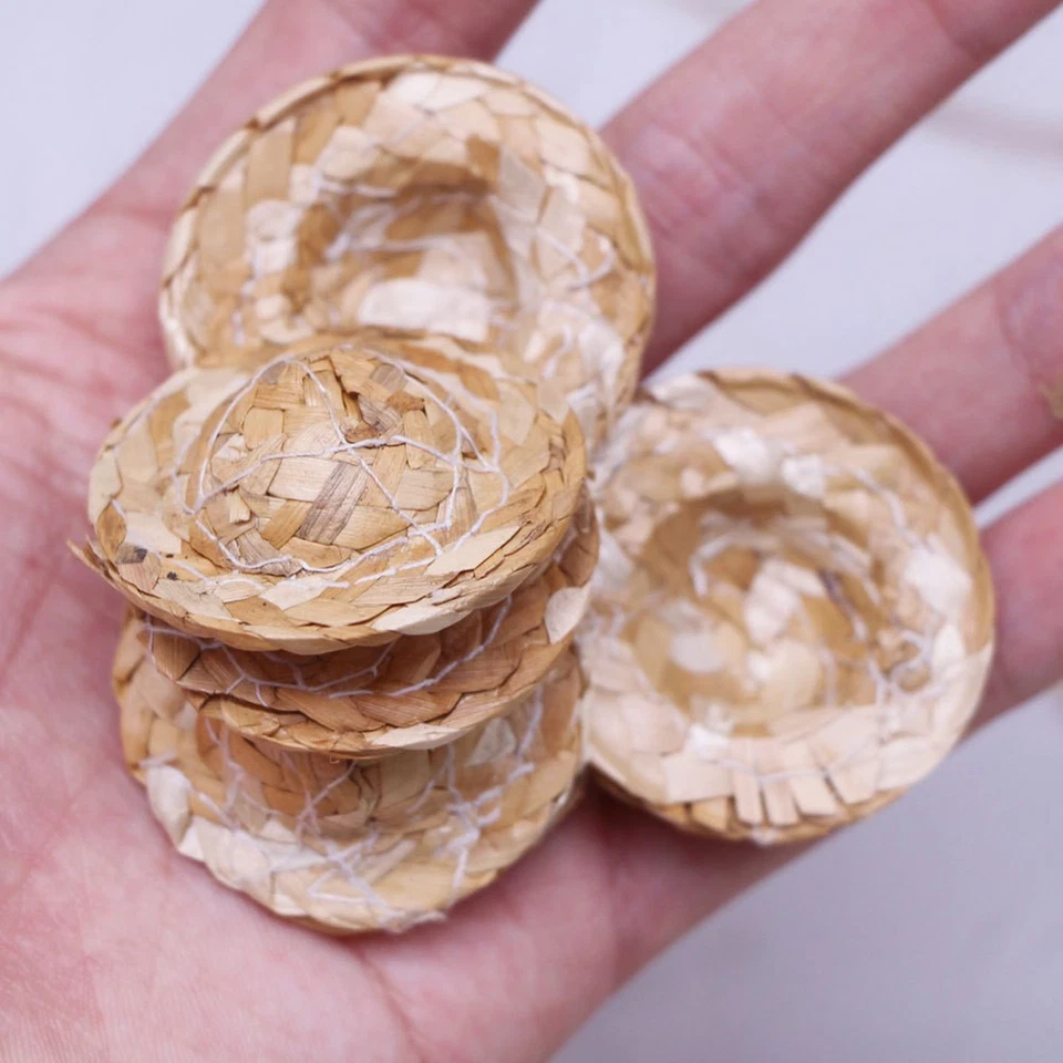  10 mini cappelli di paglia per bambole con cappello a cilindro in paglia per - Immagine 2 di 4