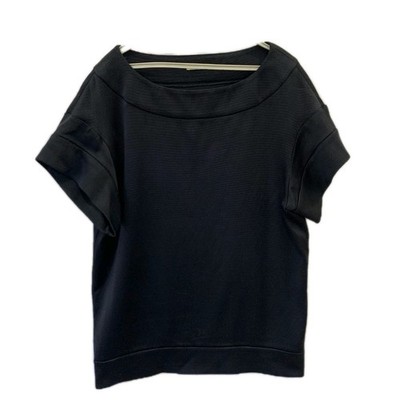 Miu Miu Prada Archive Silk Ribbed Knit Top Navy Blue Boat Neck Italy IT 42#230