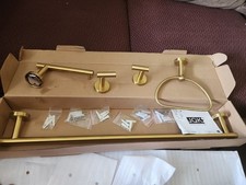 JQK Bathroom Hardware Set Gold 5-Piece Bath Accessories Set Brushed Gold