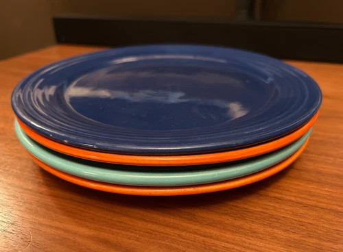 Bauer Monterey Pottery Plates Multicolor 9” Vintage California Ringware Set of 4