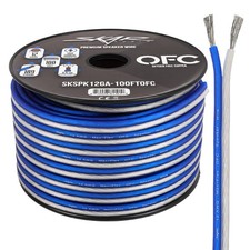 12 Gauge AWG Elite Oxygen-Free Copper Audio Speaker Wire - 100 Feet Blue/W...