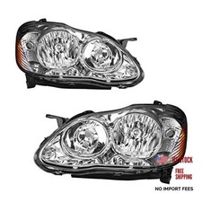 Headlights Assembly Compatible with Corolla 2003-2008 Corolla Chrome-Amber