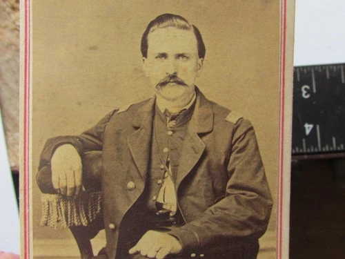 Civil War 14th Illinois Infantry soldier signed cdv photograph with mystery