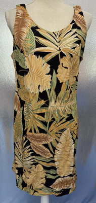 Nani Hawaii Dress Womens Sz L Tropical Leaf Print Sleeveless Shift Vacation