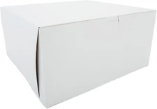 Clay-Coated Kraft Bakery Box, 12"x12"x6", White, Lock Corner, Case of 50