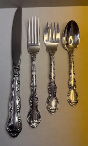 GORHAM STRASBOURG STERLING - Dinner Knife, Place Fork, Salad Fork And Teaspoon