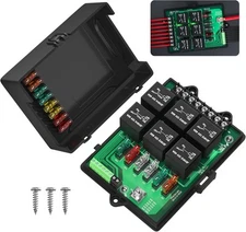 Joinfworld Relay Box Fuse Relay Box 12V Automotive Universal Fuse Panel with 6.